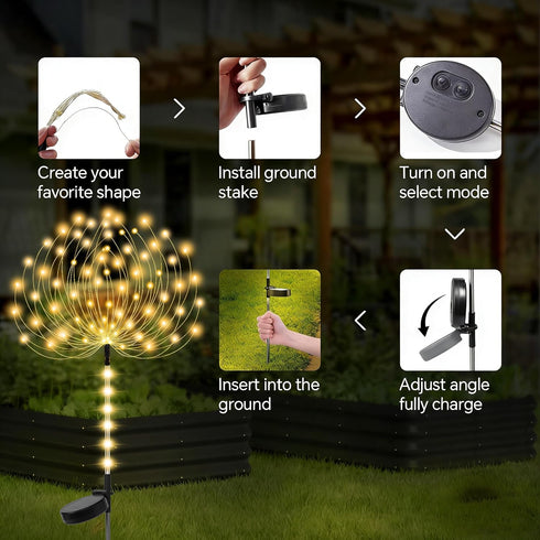 TYASDBA Outdoor,155LED 8 (2Pack) Garden Decor Solar Lights lighting modes pole light Waterproof Warm White Solar Garden