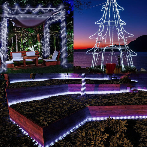 40FT 100 8 KerKoor Solar Rope Lights Outdoor Led- LED Tube Light Modes Solar Powered String Rope Lights Waterproof