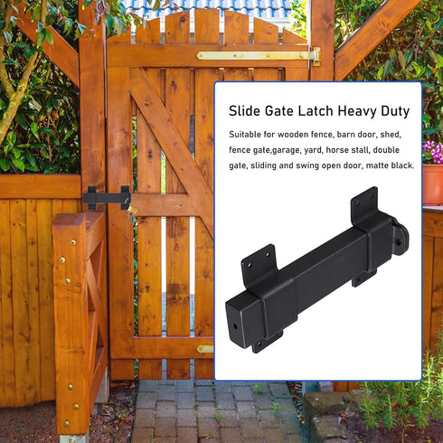 7.5" Heavy Duty Security Slide Latch Lock,with Padlock Hole Adjustable Gate Latch for Wooden Fences Barn Doors