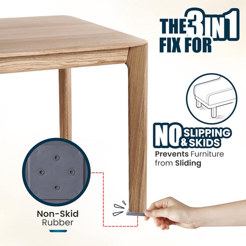 Table-12 Pack-Walnut Stable The Round, Furniture Leveler & Riser, Anti-Slip Sofa Gripper for Hardwood Floors, Floor