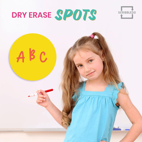 SCRIBBLEDO 8 Pack Dry Erase Dots, 11 inch Colorful Circles for Tables, Whiteboard Wall Removable Vinyl for School