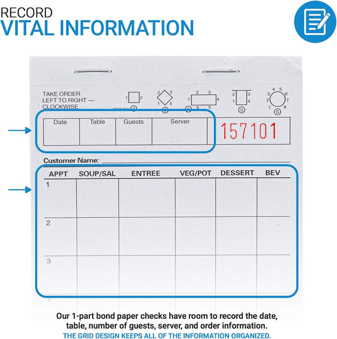 (100 Count) 1 Stock Your Home White Guest Check Pads - Part Guest Check Pads - Server Notepads and Waitress Order Pads