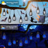 33Ft 15 Bulbs, Solar String Lights for Outside, Solar Patio Lights with Flickering Flame Light Waterproof Blue Solar