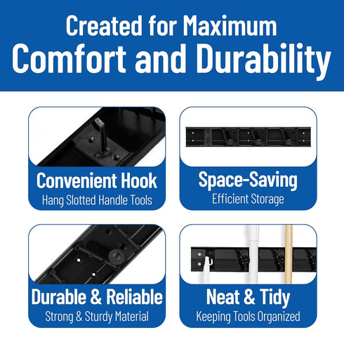 4073100 3 1 Carlisle FoodService Products Roll 'N Grip Mop, Broom and Tool Holder / Storage System, Positions + Hook