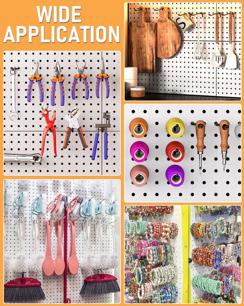 INCLY 120 Pack Black Pegboard Hooks, 4/6/8 Inch Accessories for 1/8“ and 1/4" Pegboard Hanging Tools