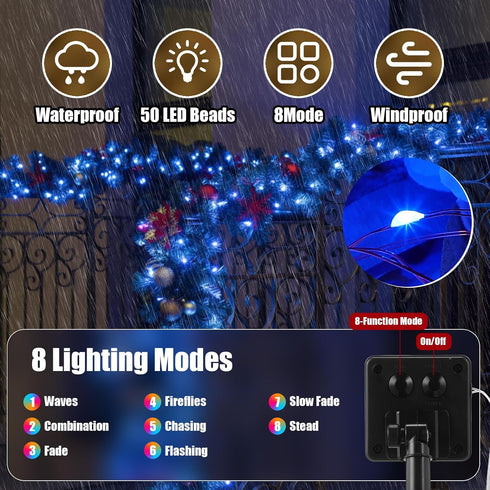 12 16ft 50 Pcs Solar String Lights Solar Mini Teeny Tiny Fairy Firefly Twinkle Light Waterproof LEDs Garden String