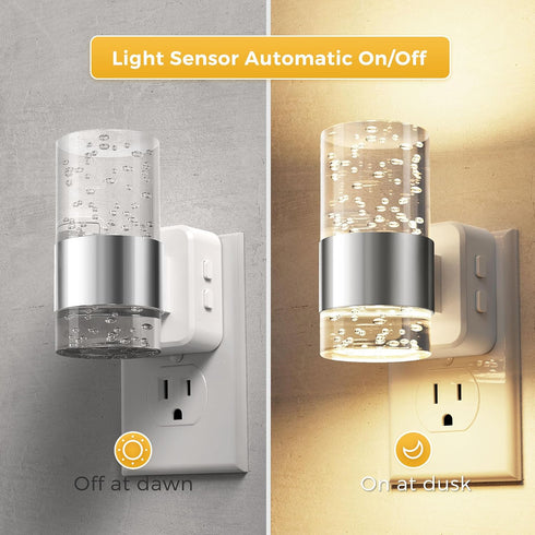 2 Pack, Dimmable 3 L LOHAS LED Night Lights Plug into Wall Night Light with Dusk-to-Dawn Sensor, Soft White/Cool
