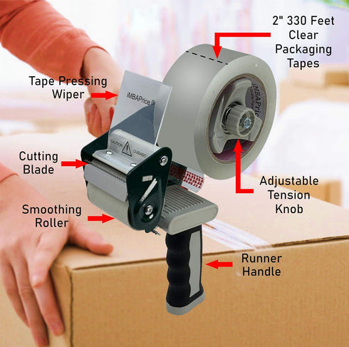 iMBAPrice 2" Side Loading Hand-Held Lightweight Packing Tape Dispenser Gun with Non-Slip Handle