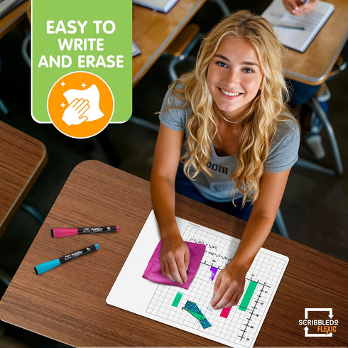 SCRIBBLEDO XY Graph Dry Erase Sheets | 11”x14” Math Practice Whiteboard Sheets, Pack of 10 for Classroom Supplies