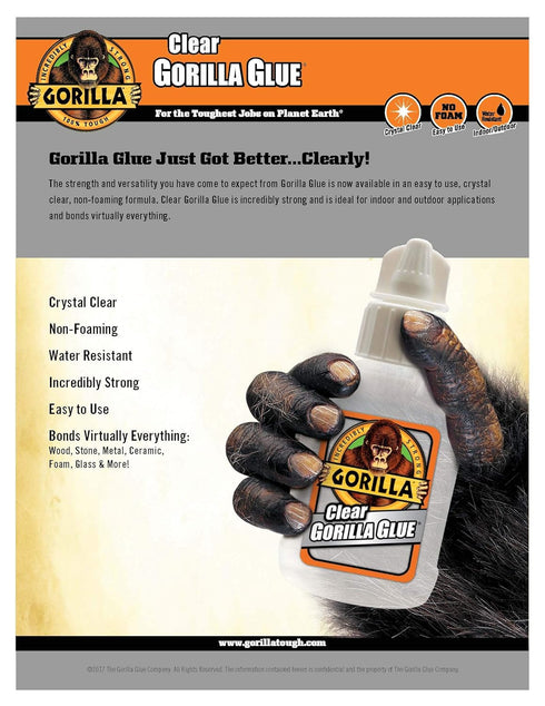 Gorilla Clear Glue, 3.75 Ounce Bottle, Pack of 2, Crystal Clear, All Purpose, Water Resistant