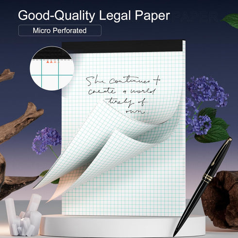 Graph Paper Pad, 8.5 x 11 Grid Paper, 12 Pack, 30 Sheets per Notepad, Graph Ruled Math Paper, Perforated Square Paper