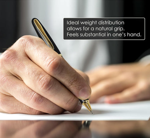 Better Office Products Executive Black Gel Pen, 2 Pack, Classic Business Pen with Removable Cap, Black 0.7mm Medium Point, Gold Accents, Individually Packed in Clear Acrylic Cases by Better Office Products