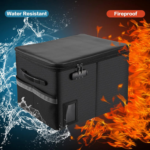 TOMKID Fireproof File Cabinet with Lock, Collapsible Document Organizer for Letter Legal Folders