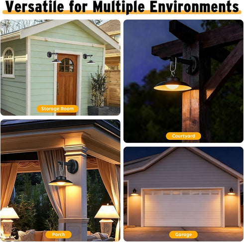 Joyoowild 200lm 3 Garage(2 Pack) Solar Barn Lights Outdoor with Lighting Modes & Motion Sensor, No Wiring Needed, Solar