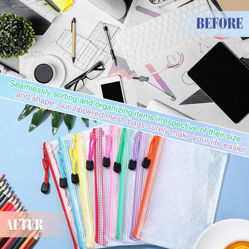 Jetec 32 Pcs Mesh Zipper Bags, Waterproof Toy Storage Bags, Reusable Organizer Pouch for Office, Stylish Color, 7.5 x 5