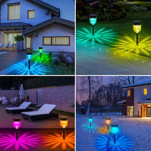 IP65 SMY Lighting Solar Outdoor Path Lights, Color Changing Waterproof Auto On/Off Solar Landscape Pathway LED Lights