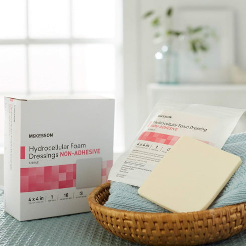 McKesson Hydrocellular Foam Dressings, Sterile, Non-Adhesive, 4 in x 4 in, 10 Count, 1 Pack
