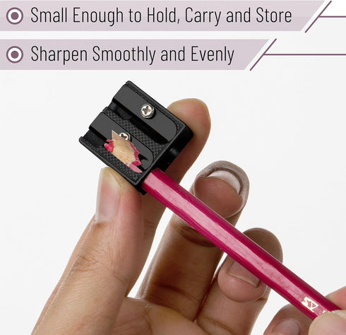 Mr. Pen Handheld Metal Pencil Sharpener with 2 Holes, Pack of 6, Black, Manual Pencil Sharpeners