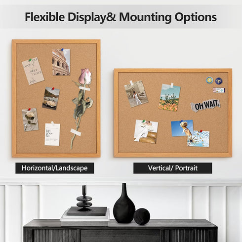 Board2by Cork Board Bulletin Board 24 x 36 - Wood Framed Corkboards for Wall Decor with 15 Push Pins