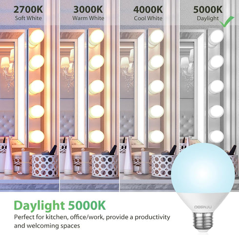 Bulbs, 60W Bulbs 5000K 800 G25 Bulb 7W, 120V, Non-Dimmable, 6 Pack DEGNJU LED Vanity Light Equivalent, Bathroom Light
