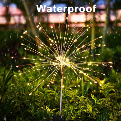 2 Pack 120 JJGoo Outdoor Solar Lights Firework, LEDs Waterproof Solar Lights for Outside Garden Yard Pathway Fence