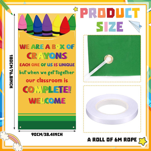 HunnmingRe Composition Notebook Crayon Classroom Decor First Day of School Door Cover Welcome Crayon Banner Composition