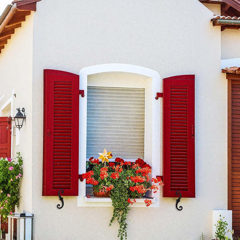 6 6.5" Pcs Shutter Dog Fasteners Hardware, Black S Style Shutter Tieback Hardware for Windows Outside External Shutters