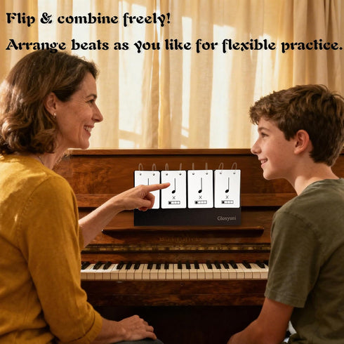 Gloxyuni Music Theory Rhythm Flash Cards (Black) Note Training Cards & Teaching Aids | Helps Improve Rhythm Skills