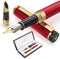 Dryden Designs Fountain Pen with Medium and Fine Nibs, Luxury Box, Ink Cartridges, Royal Red