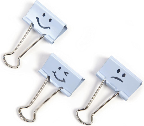 Rapesco Binder Clips, 32 mm Emoji Clips, Pack of 20, Powder Blue