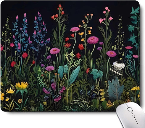 Apottwal Black Beauty Blue Flowers Plants Mouse Pad,Brightly Colored Unique Design Computer Mousepad