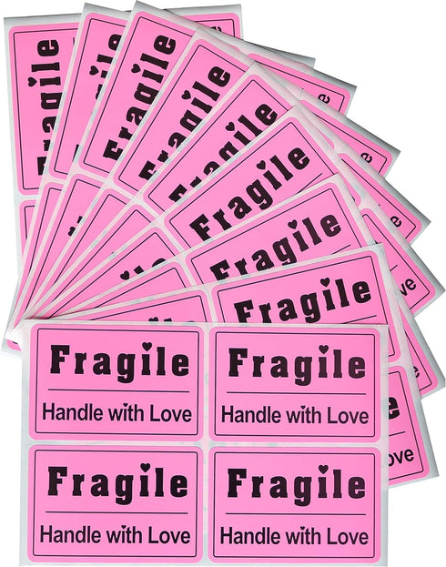 MeshaKippa 300pcs Cute 2x3" Fragile Shipping Stickers for Personal Bags, Mailing Packages, and Boxes