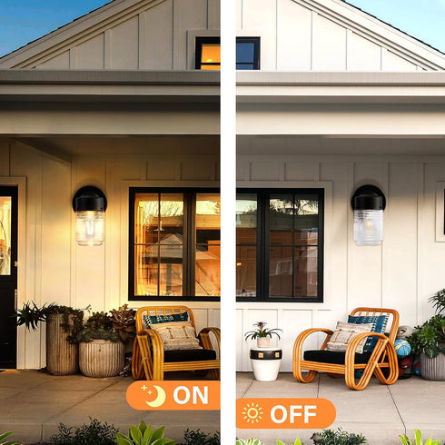 2 Pack E26 EJIAXIN Outdoor Wall Lantern, Exterior Waterproof Wall Sconce Light Fixtures, Black Front Door Lighting