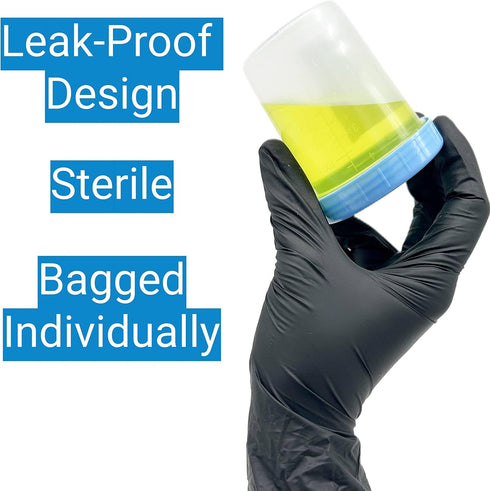 Sterile 4oz Specimen Cups with Lids, Transparent Urine Collection Cup with Leak-Resistant Screw-On Lids, 5 Pack
