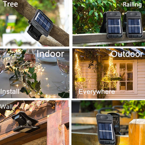 YITING 10 Strands 200 LEDs Solar Powered Twinkle Firefly Bunch Lights, 8 Modes Fairy String Lights for Outdoor