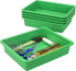 Storex Letter Size Flat Storage Tray, Organizer Bin with Non-Snap Lid, Green, 5-Pack