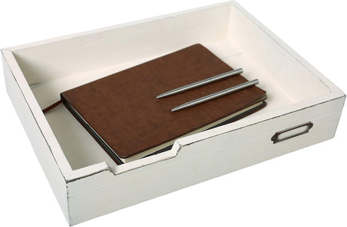 MyGift Rustic Wood Desktop Drawer-Style Stackable Document Letter Tray Organizer with Handles for Home Office Supplies