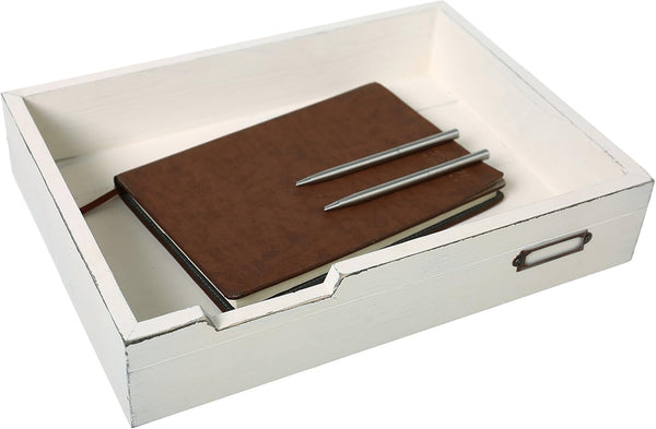 MyGift Rustic Wood Desktop Drawer-Style Stackable Document Letter Tray Organizer with Handles for Home Office Supplies