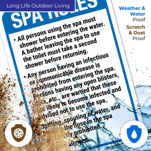 10x7 Inches, 4 Spa Rules All Person Using The Spa Must Shower Before Hawaii Sign, Mil Vinyl Decal Stickers Weather
