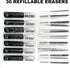 Refill White Latex-Free Erasers for Retractable Click Pocket Eraser, Portable Pen-Style (30 Pack)