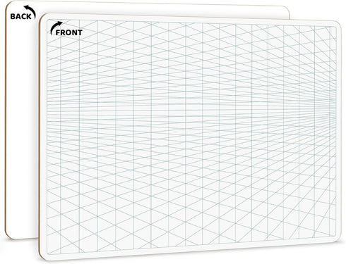 SCRIBBLEDO 11”x14” 2 Point Perspective Grid Dry Erase Board, Double-Sided Graphing Charts for Home School