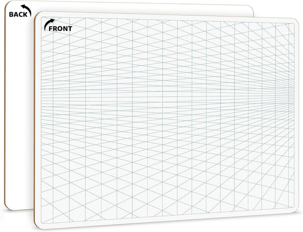 SCRIBBLEDO 11”x14” 2 Point Perspective Grid Dry Erase Board, Double-Sided Graphing Charts for Home School