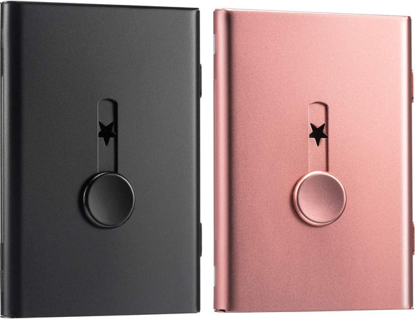 Tatuo 2 Pack Thumb Drive Business Card Holder, Stainless Steel Portable Name Card Case for Men & Women
