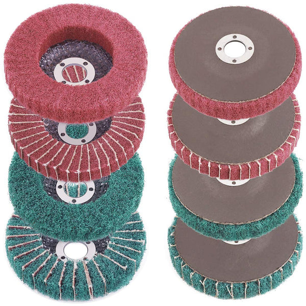 8 Pcs 4" Nylon Fiber Flap Disc Polishing Grinding Wheel Set, Abrasive Sanding Wheels for Angle Grinder