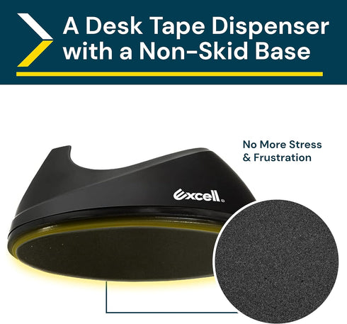 Excell OFFICEPLUS Desk Tape Dispenser, Non-Skid Base, 3/4" Wide, 1" Core, 3 Pack