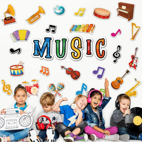 Music Cutouts with Music Notes for Classroom Bulletin Board Decorations and Music Party Themed Birthday Supplies for