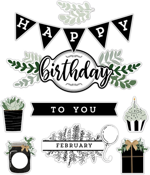 Carson Dellosa 62-Piece Farmhouse Classroom Birthday Calendar Bulletin Board Set with Happy Birthday Banner and Cutouts