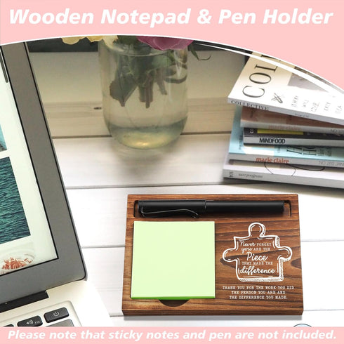 Thank You Gifts Sticky Note Holder & Pen Holder, 6.5" x 4.7" Dispenser for Desk, Work Appreciation Gifts, NPA249