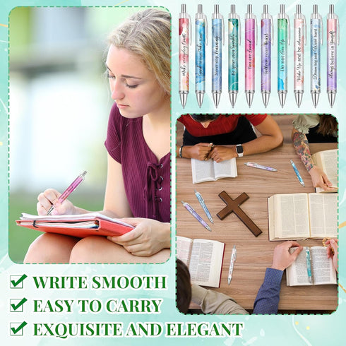 Yeaqee 50 Pcs Motivational Quotes Ballpoint Pens Bulk, Stylish Retractable Gift Pens for Women Students, Pastel Style