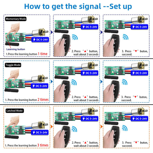 12V 5V~24V 1A DieseRC Mini Wireless DC Motor Remote Control Switch, Micro DC Receiver Controller, Radio Control Motor